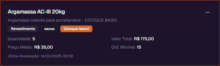 Item with low stock alert