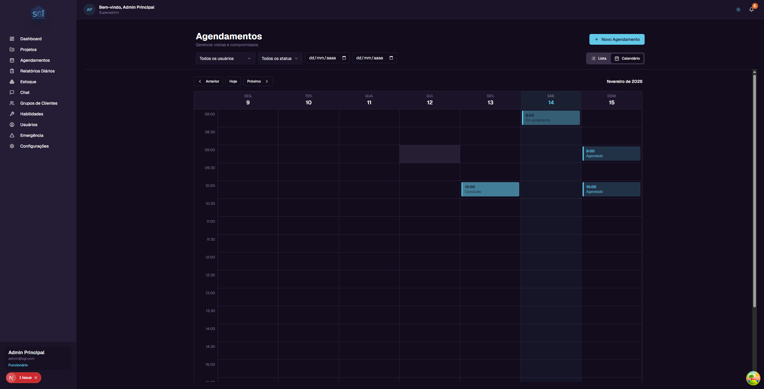 Scheduling - Calendar view