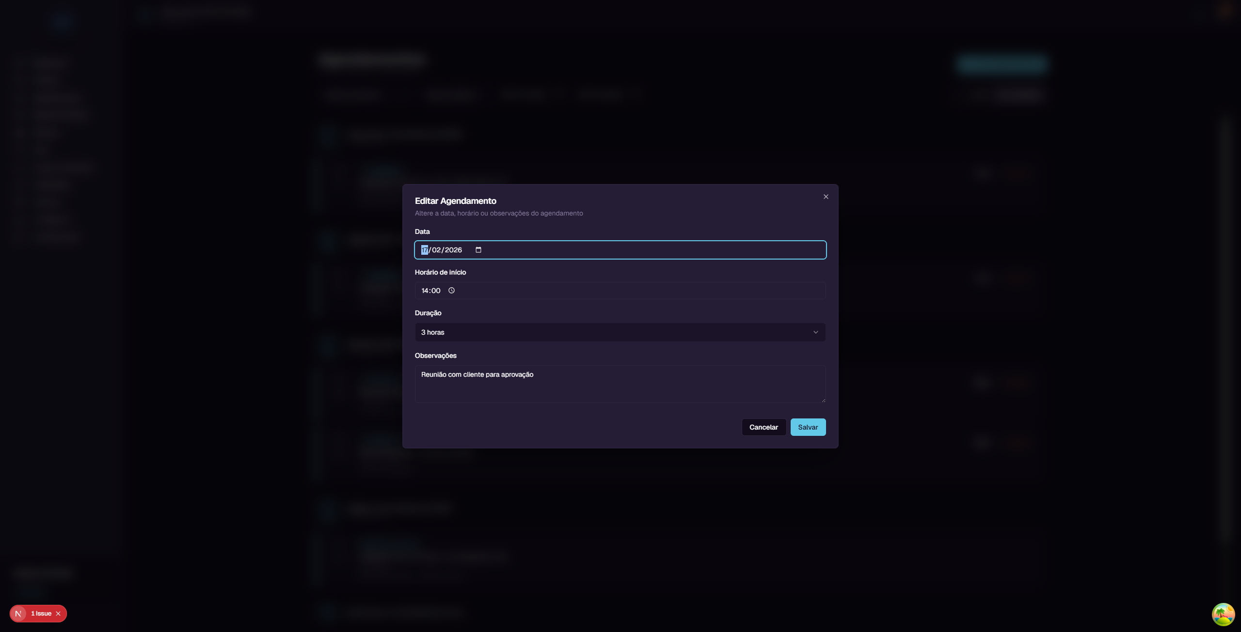 Edit Schedule dialog